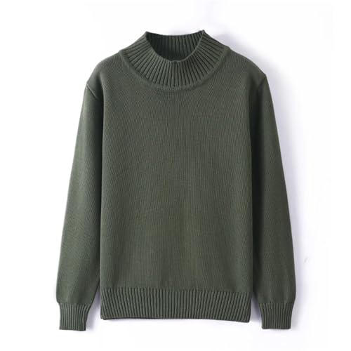 Knitted Pure Cotton Pullover Mens Thickened Loose Sweater Half Height Collar Long Sleeves Basic Top Comfortable4