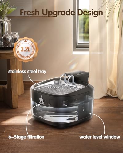 Opowo FT999 Wireless Cat Water Fountain Stainless Steel, 108Oz/3.2L Cat Water Fountain Battery Operated With 3 Modes, 5000Mah Battery, Ultra Quiet Motion Sensor Pet Water Fountain thumb #2