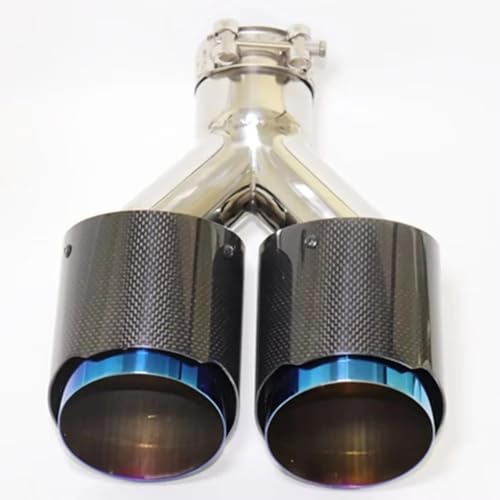 Boquilla de escape doble para coche en fibra de carbono brillante para sustitución universal