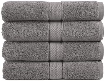 4pc Bath Towels Set - 100% Ring Spun Cotton Towels Set, Oversized Bath Towels, Highly Absorbent Bath Towel Sets for Bathroom, 71 cm x 137 cm, Extra Large Bath Towels, Quick Dry Towels for Body - Coal