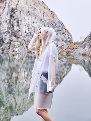 L-Rain TPU Clear Rain Coat for Women - Waterproof Packable Fashion Rain Poncho with Hood Reusable Raincoat2