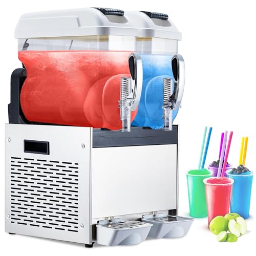 12 L*2 Commercial Slushie Machine, 700W slushy machine, 6.4 gals cocktail margarita frozen drink machine for home, Electric Large Slushie Machine with