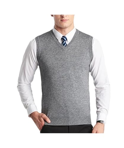 Mnjyihy Men Wool Blend Sweater Vest Classic V-Neck Sleeveless Pullover Sweater Fall Warm Knitted Tank Top