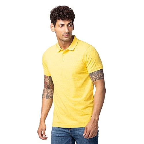 Image of Spykar Men's Slim Fit Polo Neck Half Sleeve Solid Casual T-Shirt