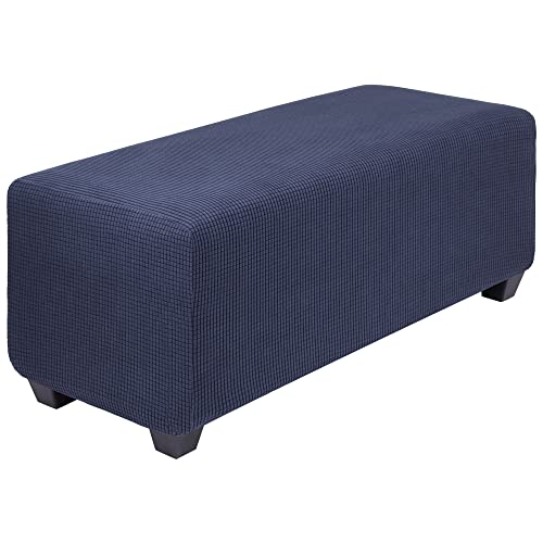PiccoCasa Stretch Footstool Cover with Elastic Bottom, X-Large Navy Blue