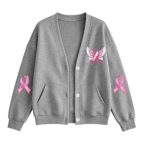 Breast Cancer Sweatshirt Cardigan for Women Button Down Fleece Sweatshirt - image 4