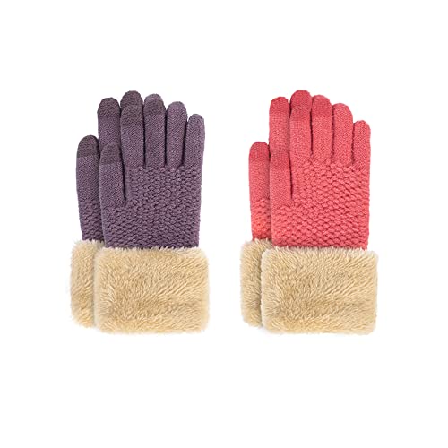 Arctic Paw Kids Winter Gloves 2 & 3 Pack - Touchscreen Knit Gloves with Faux Fur Cuff2