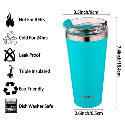 Avodah 20 Oz 2 Pack Tumbler With Lid And Straw/Travel Coffee Mug With Leakproof Lid/Triple Insulated Coffee Tumbler/Dishwasher Safe Travel Mug With Reusable Straw (Sky Blue & Aqua) #TOP1