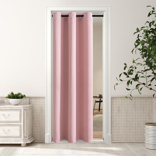 MYSKY HOME Pink Door Curtains for Doorway Closet Curtain for Living Room Grommet Room Darkening Curtain for Bedroom Thermal Insulated Kitchen Window Curtain Blackout, 1 Curtain Panel, 34 x 80 Inch