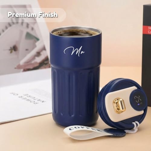 Image of Giftana Mr and Mrs Coffee Tumbler Set of 2, Premium Travel Mug Gift Set, 420ml Blue & White Tumblers for Couples, Newlyweds, Husband & Wife, Bridal Shower, Wedding, Anniversary and Engagement Gifts