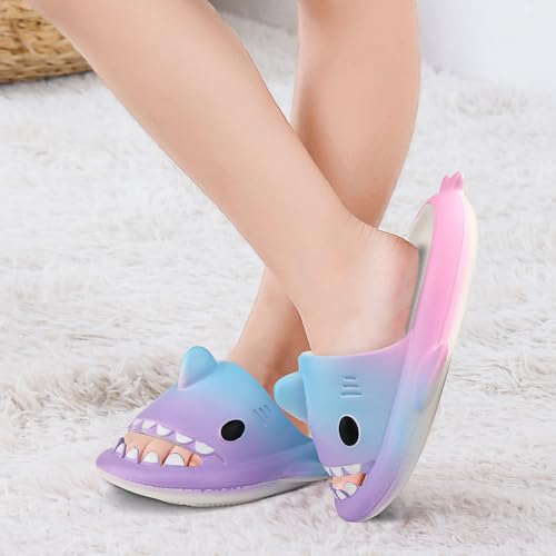 Image of Kids Shark Cloud Slides | Boys Girls Slip On Sandals | Toddler Beach Slippers | Youth Fish Flip Flops Pool Shower Shoes