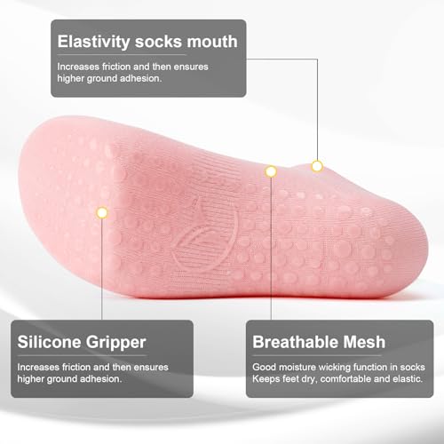 9 Pairs Pilates Grip Socks - Non Slip Socks with Grips for Women, Barre, Yoga2