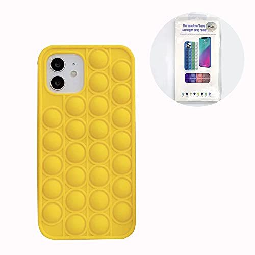 Pop It Phone Case XZC Push Pop Bubble Fidget Sensory Toy 3D Soft Silicone Case Release Stress Full Body Protection Shockproof Cover (Yellow, iPhone 6 / 6s / 7/8 / SE 2020)