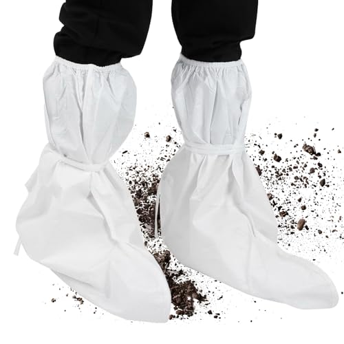 2 PCs (1 Pairs) Disposable Medical Grade Non-Slip PP+PE High Knee Shoe & Boot Covers by OMNIA ONE | Waterproof, Durable, Slip-Resistant, Ideal for Medical, Healthcare, and Industrial Use