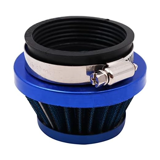 Tiardey Filtro de aire universal para motocicleta de 48 mm, kit de filtro de entrada de aire con abrazadera - Azul