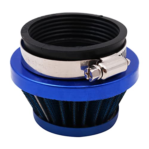 Tiardey Filtro de aire universal para motocicleta de 48 mm, kit de filtro de entrada de aire con abrazadera - Azul