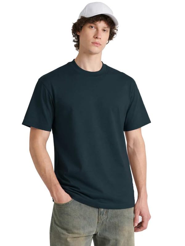 Image of Sleepynuts Men's Regular Fit Round-Neck Half Sleeves Solid Casual Wear T-Shirt (Deap Sea Blue -5XL)