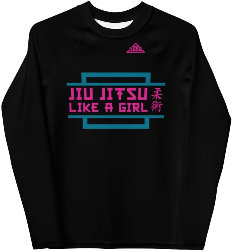 Youth Girls Jiu Jitsu Like a Girl Rashguard - Black