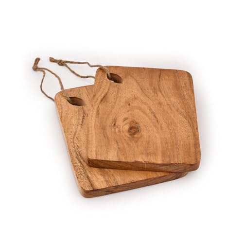 Set de 2 tablas de cortar de madera de acacia miniatura 2