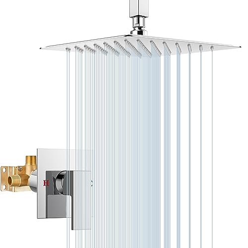 Ensemble de douche en acier inoxydable SUS304 avec mitigeur monocommande et pommeau carré 8 pouces nickel