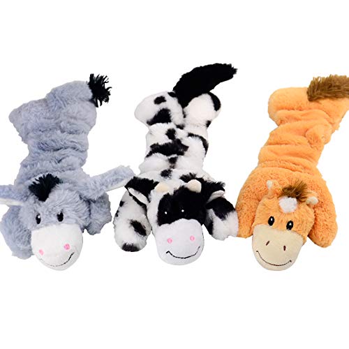 UOLIWO Dog Squeaky Toys No Stuffing, Stretchable Stuffingless Dog Plush Chew Toy Set for Small Medium and Large Dog Pets Tugging 3 Packs