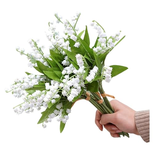 kkrrammii Lot de 12 Fleurs Artificielles de Muguet Faux Bouquet de Muguet Blanc Bouquets de Fleurs de Printemps Tiges Florales en Plastique Soie pour Mariage Mariée Centre de Table Décorations Maison