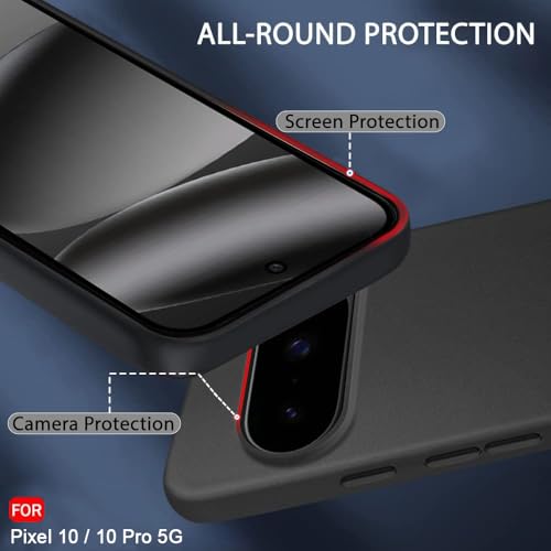 Image of TheGiftKart Sleek Back Cover Case for Google Pixel 10 /10 Pro | Slim Fit Protective Design | Ultra Matte Finish | Camera Protection Bump | Soft Silicon Case Cover for Pixel 10 Pro (Silicone, Black)