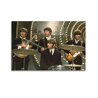 The Beatles Star Art Poster décoratif sur toile pour chambre à coucher 40 x 60 cm - Les Beatles, Paul McCartney, John Lennon, RIngo Starr, George Harrison