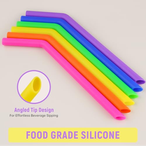 NiHome 6 PCS Extra Wide Reusable Bent Silicone Straws for Boba & Smoothies by NiHome - Used condition - Image 2