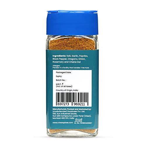 Image of CRISTA 50 gms Grilled Vegetable Seasoning | BBQ Mixed Spices Blend | Multipurpose, Fresh & Flavourful | Zero added Colours, Fillers, Additives & Preservatives | Vegan