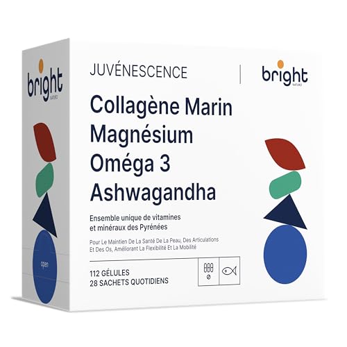 Puissant Supplément d'Ashwagandha, Magnésium, Omega-3 et Collagène Marin – Bien-être Complet et Récupération Musculaire 28 Sachets Quotidiens