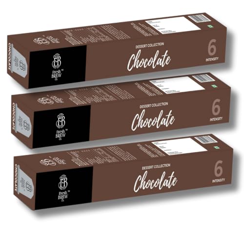 Image of Fresh Brew Co. Chocolate Coffee | Intensity 6 | Dark Roast | Nespresso Compatible Capsules | Decadent Coffee & Chocolate Blend | 100% Arabica | 10 Aluminium Capsules Per Pack (Pack of 3)