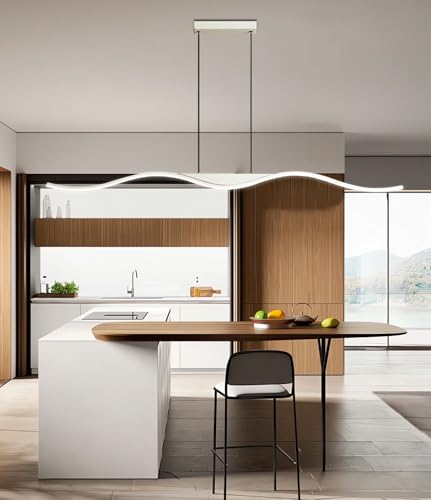 Lustre moderne à LED Wave à intensité variable avec télécommande