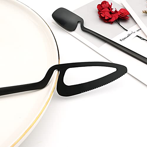 Snplowum 24-Pieces Hangable & Cute 18/10 Stainless Steel Flatware Set, Matte Cutlery Set Kitchen Dinnerware Include Knife/ Fork/ Spoon/ Teaspoon Service For 6, Black #TOP5