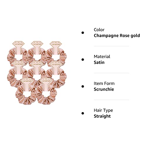 8Pcs Satin Bridesmaid Proposal Gifts Hair Ties Hair Scrunchies Bachelorette Party Favors Satin Bridesmaid Gift For Wedding Parties (Champagne Rose Gold) #TOP6