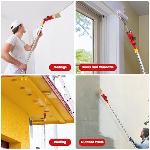 mizikuu 1.7m Mehrwinkel Pinsel Verlängerung, Teleskop Pinselverlängerung Einziehbare Farbroller Verlängerungsstange Wand und Deckenpinselverlängerung Flexible Pinsel für Decken Wände