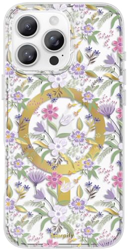 Coque iPhone 16 Pro Max transparente MagSafe fine antichoc motif fleurs