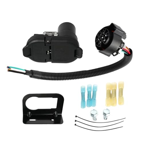 1セット 12V 7ウェイトレーラー牽引ヒッチ配線プラグレセプタクルコネクタハーネス取り付けキット と互換性がある フォード と互換性がある シボレー ダッジ トヨタ対応
