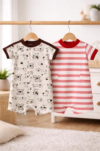 Image of TuddyBuddy 100% Cotton Romper /Jumpsuit /Bodysuit Set for Baby (Pack of 2 Playsuits)
