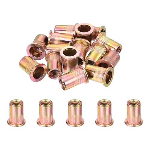 QUARKZMAN 15Pcs Rivet Nuts A Tête Plate, M10-1.5 Écrous Filetés En Acier Au Carbone Corps Moleté Finition Zinguée