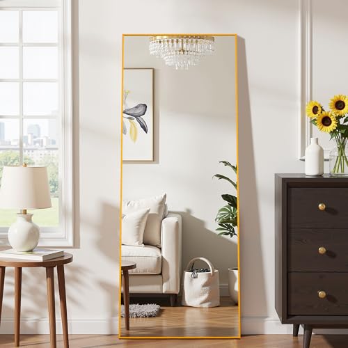 Image of Gold Mirror Full Length, 21 inchx64 inch Rectangle Full Body Mirror with Stand
