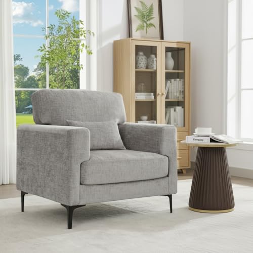 Sillón Plegable Chenille Gris miniatura 1