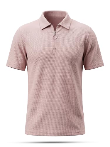 Image of fanideaz Mens Jacquard Tshirt Regular Fit Premium Collar t Shirts for Mens with Classic Style Polo Tshirts Shirts for Men Casual wear and Modern Zipper t Shirts for Men