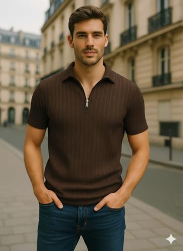Image of Preneum Men's Polo T‑Shirt | Comfortable Rich Polycotton, Band Collar, Regular Fit | Stylish & Premium All Day Wear (Available in Plus Sizes)