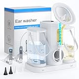 Morfone Ohrenschmalz Entferner, Elektrischer Ohrenreiniger, ohrreiniger für erwachsene Mit 4 Druckmodi, IPX6 Wasserdicht ohrenspülung, ohrendusche für Erwachsene Kinde, Weiß