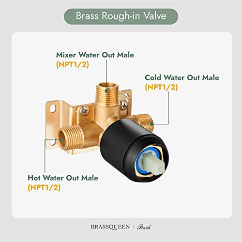 Brassqueen Wall Mounted Shower Valve Kit 8 Inch Rainfall Showerhead Matte Black Shower Faucet Set Shower Head And Handle Set Shower Faucet Valve Shower Kit #TOP3