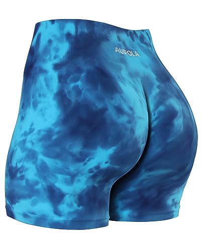 AUROLA Dream Tie Dye Workout Shorts for Women Seamless Scrunch Soft Active Shorts
