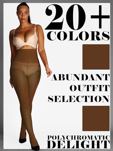 Image of HONENNA Semi Opaque Silky Women Pantyhose Tights, 20+ Colors Invisibly Toe Reinforced 60 Den Size A-E