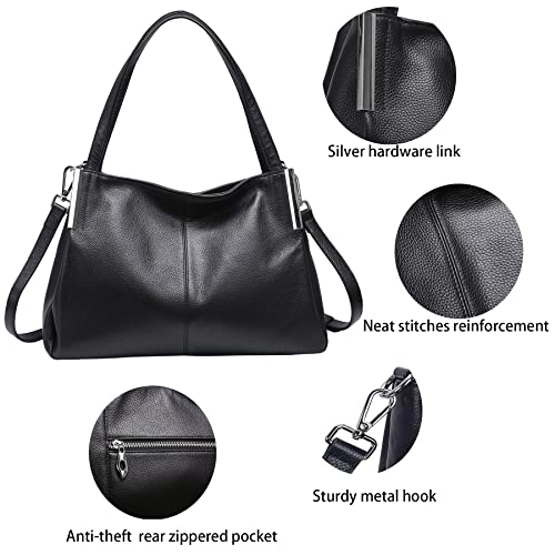 Heshe Genuine Leather Handbag Tote Purses For Women Everyday Bag Zippered Shoulder Crossbody Bag #TOP5