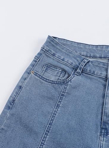 Image of Sidefeel Women's Jeans High Waisted Wide Leg Loose Fit Straight Leg Zimbaplatinum Cropped Denim Pants